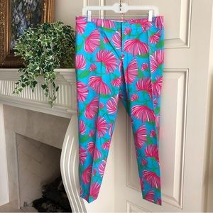 Lilly Pulitzer Originals Resort Fit Pant in Turquoise Kissue Print Size 8